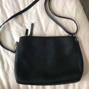 Lo and sons pearl saffiano black/gold hardware